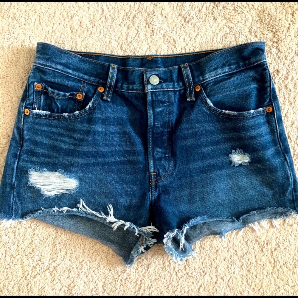Levi’s 501 Distressed High-Rise Cut Off Jean Shorts